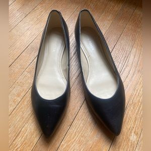 MARC FISHER ‘Alany’ Black Leather Point Toe Flats